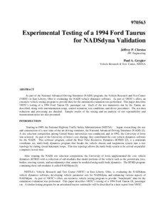 [removed]Experimental Testing of a 1994 Ford Taurus