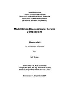 Gottfried Wilhelm Leibniz Universität Hannover Fakultät für Elektrotechnik und Informatik Institut für Praktische Informatik Fachgebiet Software Engineering