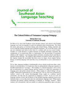 Article resubmission for the Journal of South East Asian Language Teaching