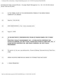 Confederated Tribes of Grand Ronde v. Strategic Wealth Management Inc., No. C[removed]Grand Ronde Tribal[removed])