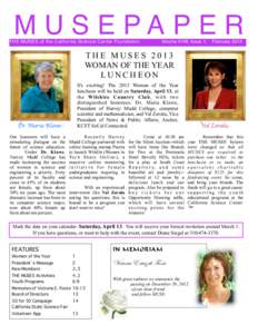 M U S E PA P E R  THE MUSES of the California Science Center Foundation! Volume XVIII, Issue 1,