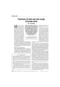 REVIEWS  Functions of duet and solo songs