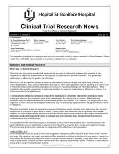 Clinical Trial Research News From the Office of Clinical Research Volume 12, Issue 3  July 2010