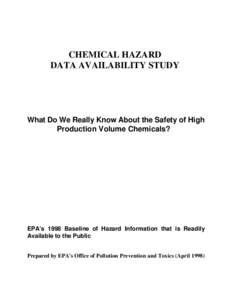 US EPA/Chemical Hazard Data Availability Study