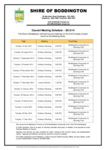 SHIRE OF BODDINGTON 39 Bannister Road, Boddington WA 6390 Telephone: [removed]Facsimile: [removed]www.boddington.wa.gov.au [removed]