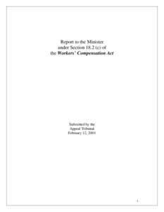 Report to the Minister under Section[removed]c) of the Workers’ Compensation Act Submitted by the Appeal Tribunal