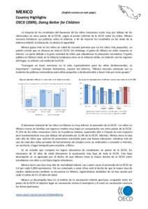 MEXICO   (English version on next page)  Country Highlights  OECD (2009), Doing Better for Children 