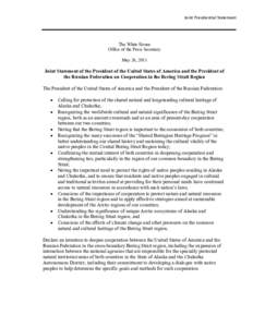Joint Presidential Statement  The White House Office of the Press Secretary May 26, 2011
