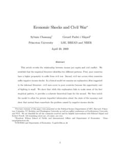 Economic Shocks and Civil War Sylvain Chassangy Gerard Padró i Miquelz  Princeton University