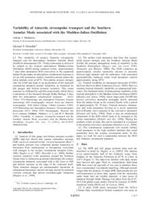 GEOPHYSICAL RESEARCH LETTERS, VOL. 31, L24312, doi:[removed]2004GL021666, 2004  Variability of Antarctic circumpolar transport and the Southern Annular Mode associated with the Madden-Julian Oscillation Adrian J. Matthews