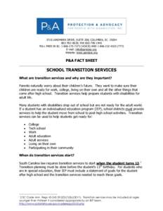 3710 LANDMARK DRIVE, SUITE 208, COLUMBIA, SC[removed]–0639; FAX[removed]TOLL FREE IN SC: [removed]VOICE) AND[removed]TTY) E-mail: [removed] Website: www.pandasc.org