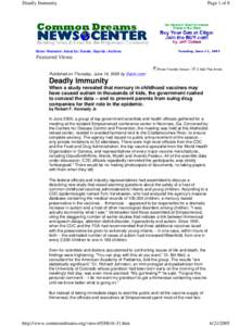 Deadly Immunity  Page 1 of 8 Home | Newswire | About Us | Donate | Sign-Up | Archives
