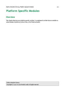 Python Standard Library: Platform Specific Modules[removed]Platform Specific Modules Overview