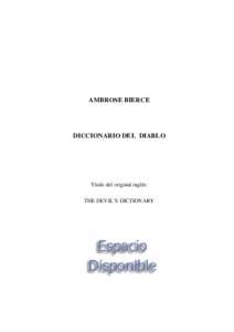 Diccionario del Diablo - Ambrose Bierce