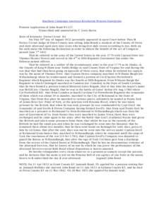 Southern Campaign American Revolution Pension Statements Pension Application of John Bond W 5225 Transcribed and annotated by C. Leon Harris State of Kentucky Owen Circuit Sct On This 16 th day of August 1832 personally 