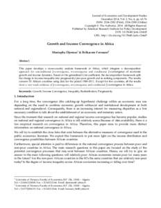 Journal of Economics and Development Studies December 2014, Vol. 2, No. 4, ppISSN: Print), Online) Copyright © The Author(sAll Rights Reserved. Published by American Research Insti