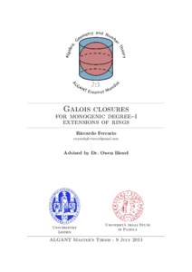 Galois closures for monogenic degree-4 extensions of rings Riccardo Ferrario [removed]