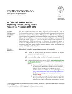 Standards-based education / Education / Pennsylvania / Highly Qualified Teachers / Oklahoma State System of Higher Education / 107th United States Congress / Education policy / No Child Left Behind Act