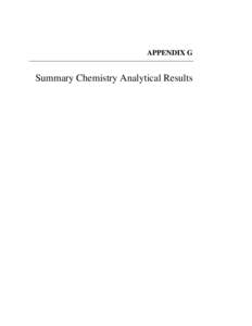 APPENDIX G  Summary Chemistry Analytical Results Freshwater Sediment