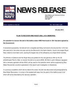 NEWS RELEASE Fleet Media and Communications Whale Island