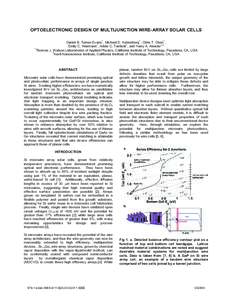 OPTOELECTRONIC DESIGN OF MULTIJUNCTION WIRE-ARRAY SOLAR CELLS[removed]