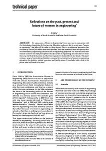 139  Reflections on the past, present and future of women in engineering* JE Mills† University of South Australia, Adelaide, South Australia