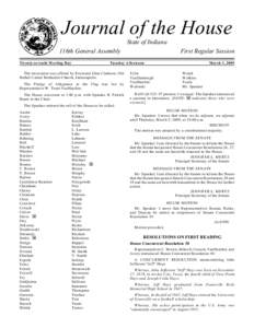 Indiana House of Representatives / B. Patrick Bauer / Clerk of the United States House of Representatives / Concurrent resolution / United States Senate / Martinsville High School / Government / Indiana General Assembly / Indiana