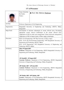 CV:Prof. MD. MAFIZUR RAHMAN
