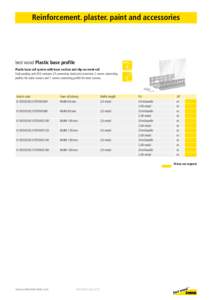 Reinforcement. plaster. paint and accessories  best wood Plastic base profile Plastic base rail system with base section and clip-on mesh rail Each packing unit (PU) contains 25 connectors. butt joint connector. 2 corner