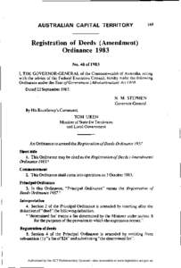 AUSTRALIAN CAPITAL TERRITORY  149 Registration of Deeds (Amendment) Ordinance 1983