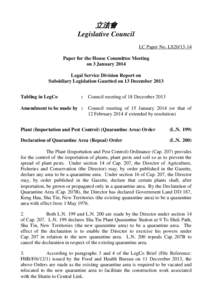立法會 Legislative Council LC Paper No. LS20[removed]Paper for the House Committee Meeting on 3 January 2014 Legal Service Division Report on