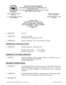 STATE OF NEW MEXICO DEPARTMENT OF FINANCE AND ADMINISTRATION BOARD OF FINANCE BATAAN MEMORIAL BUILDING, SUITE 181, SANTA FE, NM[removed]4980 FAX[removed]GOVERNOR SUSANA MARTINEZ