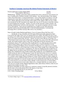 Southern Campaign American Revolution Pension Statements & Rosters Pension application of James Bolton R994 fn31NC Transcribed by Will Graves[removed]Methodology: Spelling, punctuation and/or grammar have been corrected