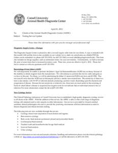 PO Box 5786 Ithaca, NY[removed]t[removed]f[removed]www.ahdc.vet.cornell.edu