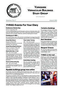 YORKSHIRE VERNACULAR BUILDINGS STUDY GROUP www.yvbsg.org.uk  Newsheet No 37