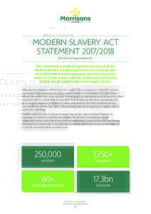 MODERN SLAVERY ACT STATEMENTWm Morrison Supermarkets PLC This statement is made pursuant to section 54 of the Modern Slavery Act 2015 and covers our financial year