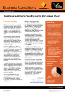 SEPTEMBER[removed]Business looking forward to some Christmas cheer Executive Summary NSW businesses have reported that business conditions have improved