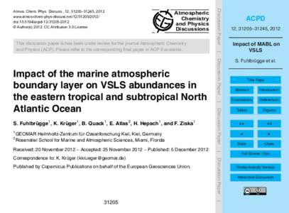 Atmospheric Chemistry and Physics Discussions  |