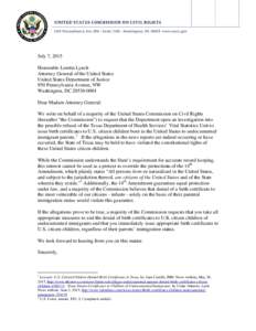 Microsoft Word - July 7 letter to DOJ re Texas Denial of Birth Certificates (2)