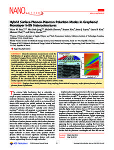 Letter pubs.acs.org/NanoLett Hybrid Surface-Phonon-Plasmon Polariton Modes in Graphene/ Monolayer h‑BN Heterostructures Victor W. Brar,†,‡,⊥ Min Seok Jang,§,⊥ Michelle Sherrott,† Seyoon Kim,† Josue J. Lope