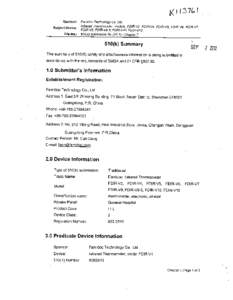 Sponsor Subject Device: File No.: Famidoc Technology Co, Ltd. Infrared Thermometer, models: FDIR-V2, FDIR-V4, FDIR- V5 FD/R-V6, FDIR-V7,