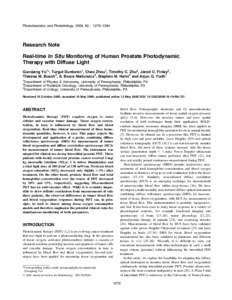 Photochemistry and Photobiology, 2006, 82:  1279–1284 Research Note Real-time In Situ Monitoring of Human Prostate Photodynamic