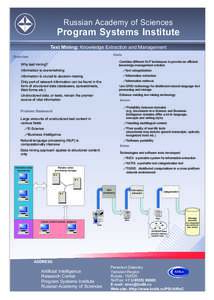 Russian Academy of Sciences  Program Systems Institute Text Mining: Knowledge Extraction and Management Goals