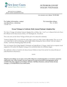 SUPERIOR COURT OCEAN VICINAGE KENNETH W. KERWIN TRIAL COURT ADMINISTRATOR  www.njcourts.com • phone: [removed]