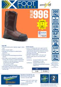 Style 996  Chestnut leather pull on high leg ‘riggers’ safety boot  Water resistant upper  Moulded TPU toe guard for added leather