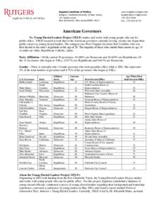 Rutgers University / Republican Party / Governor / Democratic Party / Government / Politics / Political party strength in U.S. states / Office-holders of the United States / Political parties in the United States / Politics of the United States / Eagleton Institute of Politics