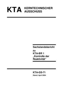 KTA  KERNTECHNISCHER AUSSCHUSS  Sachstandsbericht