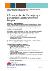 Client information on privacy and the Minimum Data Set - Polish