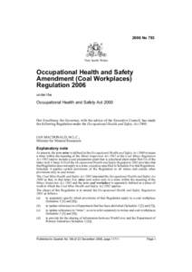 2006 No 793  New South Wales Occupational Health and Safety Amendment (Coal Workplaces)