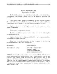 PROCEEDINGS OF THE TIOGA COUNTY LEGISLATURE – [removed]Twelfth Regular Meeting December 11, 2012